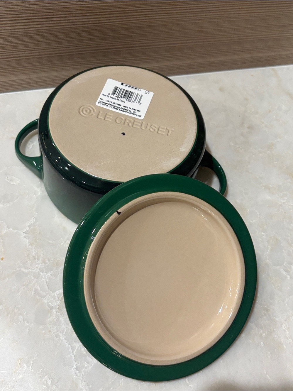 🧑‍🍳sale🧑‍🍳NWT Le Creuset 14cm cactus Green Round Dutch Oven w/Black Knob - Picture 4 of 5